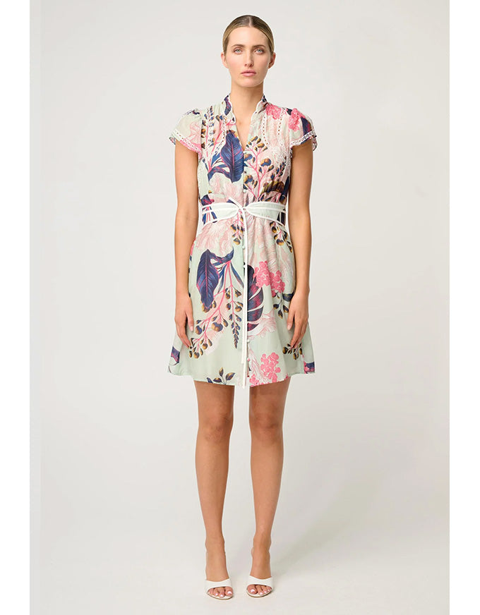 Nisreen Silk Cotton Flutter Dress Oasis Flora
