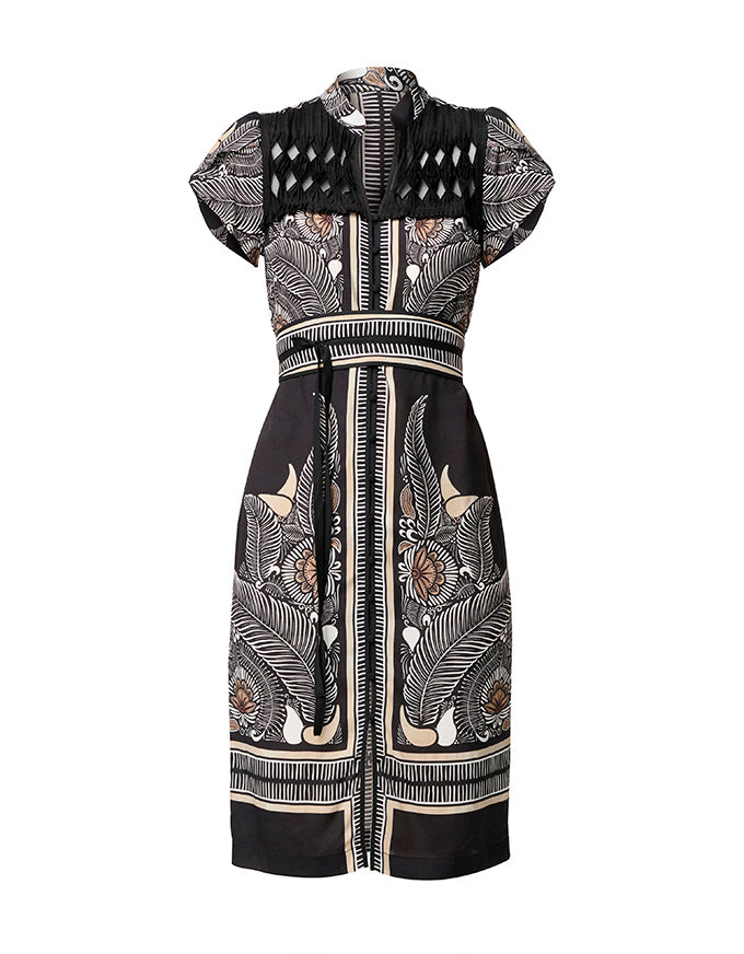 Maha Diamond Smock Dress Onyx Casablanca