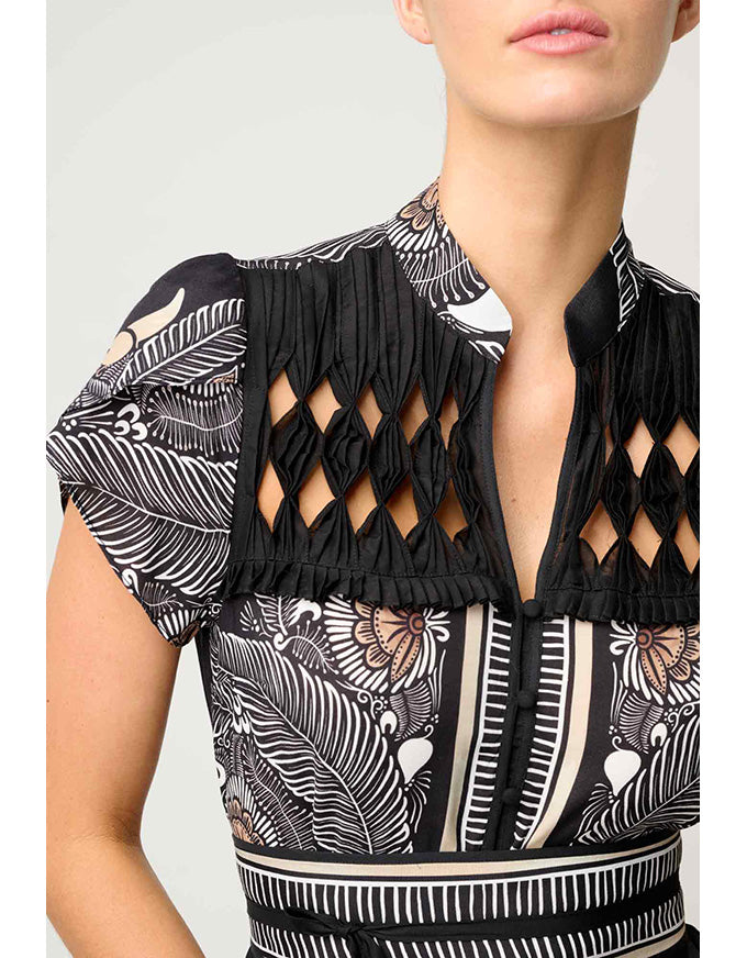 Maha Diamond Smock Dress Onyx Casablanca