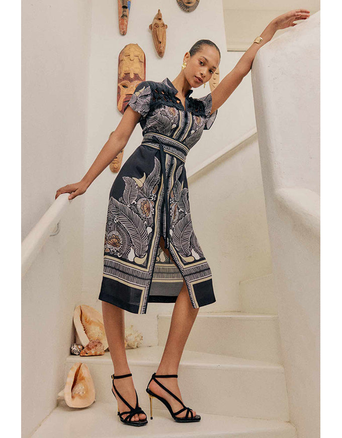 Maha Diamond Smock Dress Onyx Casablanca