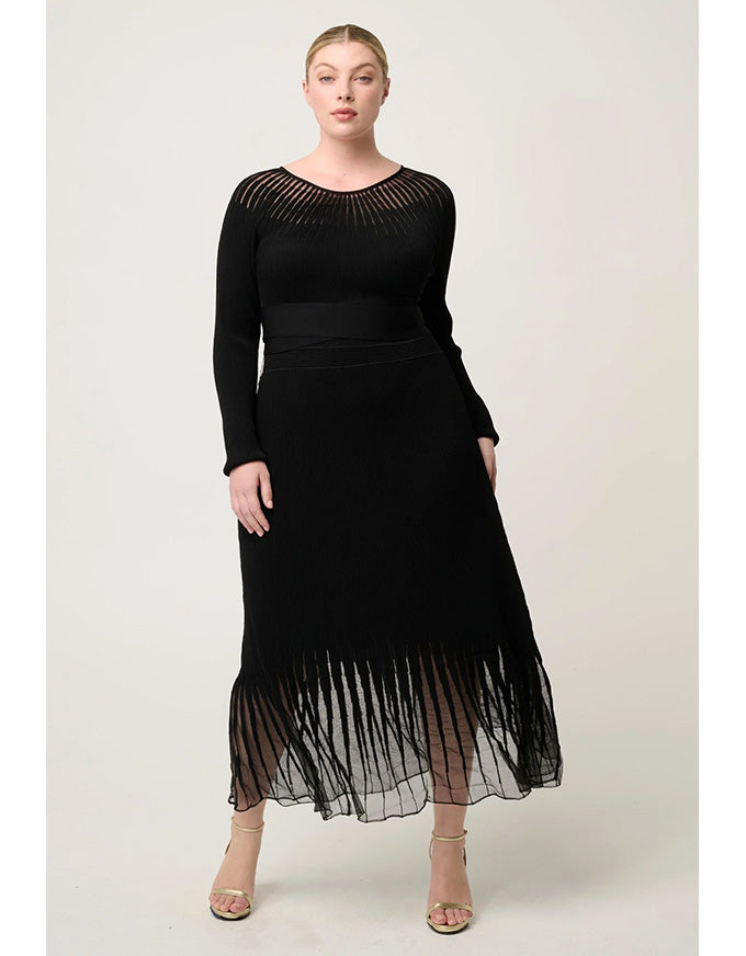 Rhiannon Sheer Neckline Knit Dress Black
