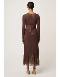 Rhiannon Sheer Neckline Detail Knit Dress Mocha