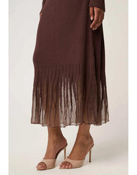 Rhiannon Sheer Neckline Detail Knit Dress Mocha