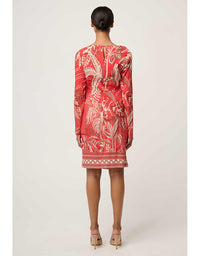 Helsa Draped Neck L/Sleeve Dress Crimson Palms