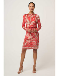 Helsa Draped Neck L/Sleeve Dress Crimson Palms