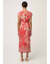 Monique Draped Neck Column Dress Crimson Palms