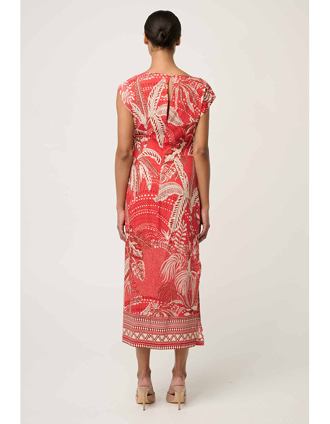 Monique Draped Neck Column Dress Crimson Palms