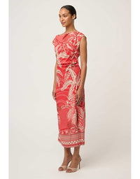 Monique Draped Neck Column Dress Crimson Palms