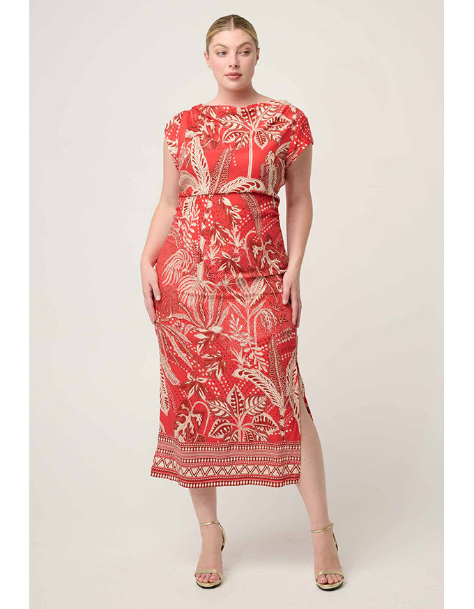 Monique Draped Neck Column Dress Crimson Palms