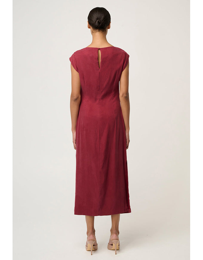 Monique Draped Neck Column Dress Ruby