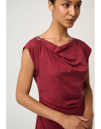 Monique Draped Neck Column Dress Ruby