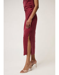 Monique Draped Neck Column Dress Ruby