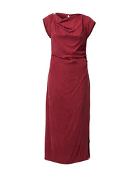 Monique Draped Neck Column Dress Ruby