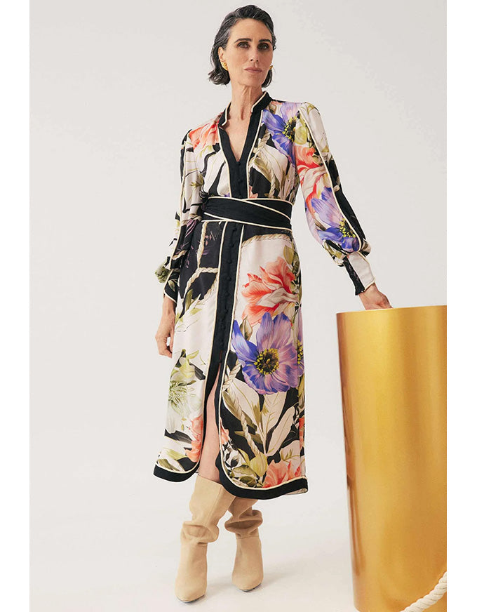 Camille Curved Hem Dress Tangled Blossom