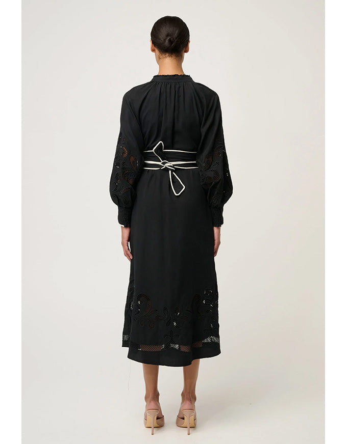 Rhea Placement Embroidered Tencel Maxi Dress