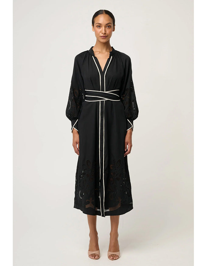 Rhea Placement Embroidered Tencel Maxi Dress