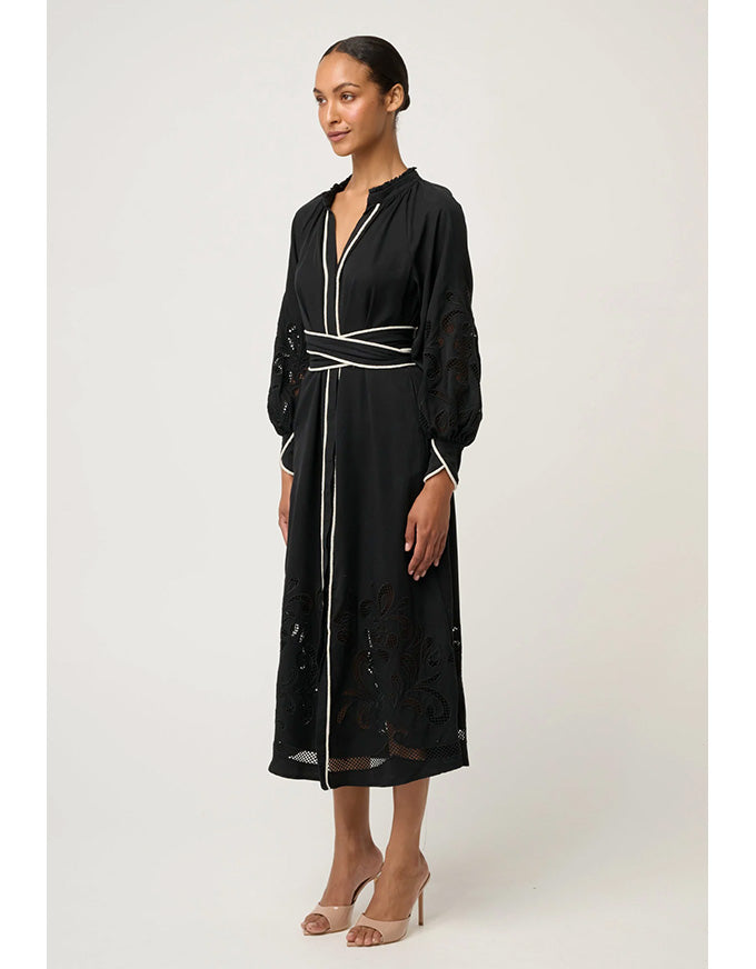 Rhea Placement Embroidered Tencel Maxi Dress