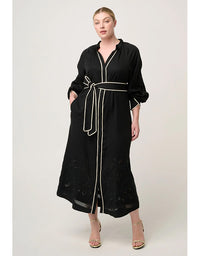 Rhea Placement Embroidered Tencel Maxi Dress