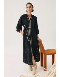 Rhea Placement Embroidered Tencel Maxi Dress