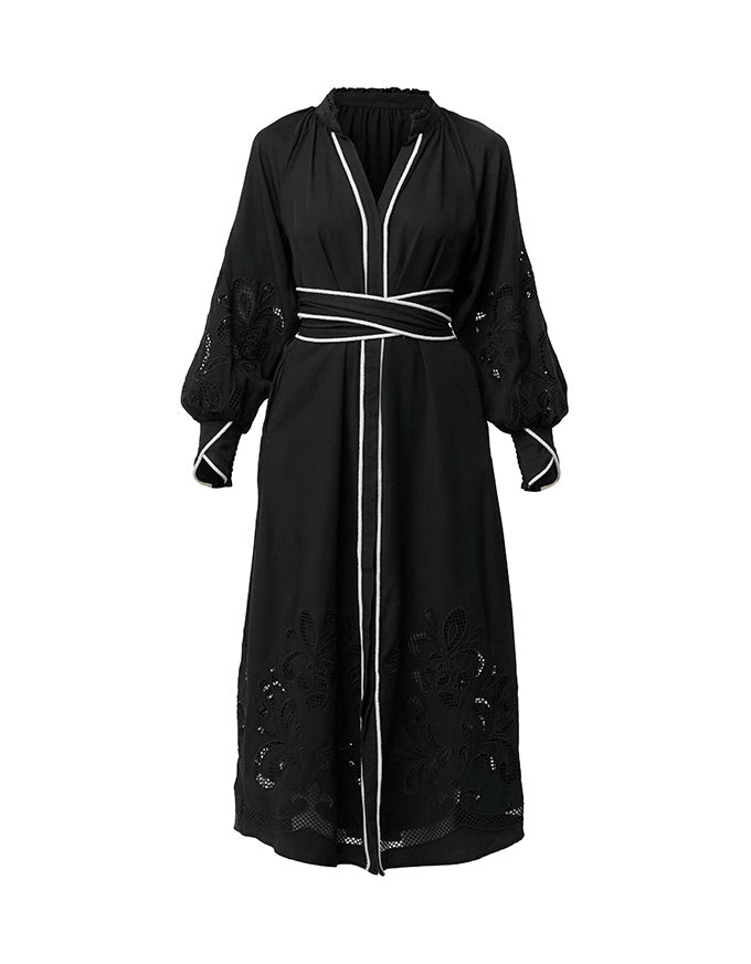 Rhea Placement Embroidered Tencel Maxi Dress