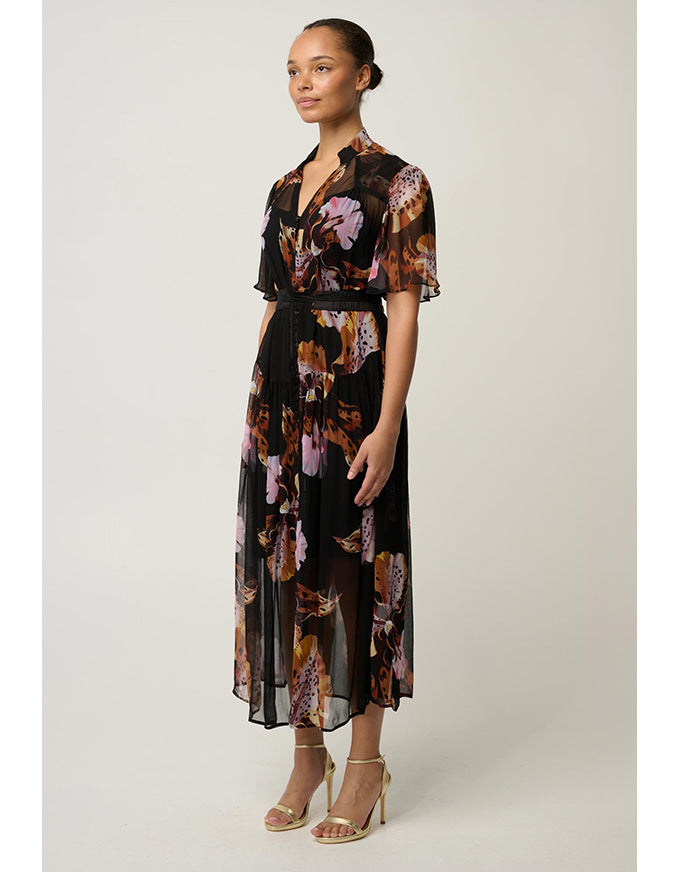 Ceres Sheer Chiffon Dress - Sunset Orchid