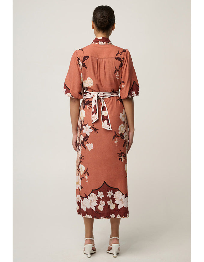 Gisela Linen Midi Dress Amber Vine