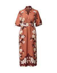 Gisela Linen Midi Dress Amber Vine