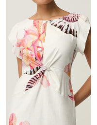 Geneva Twist Midi Dress Nautilus Bloom
