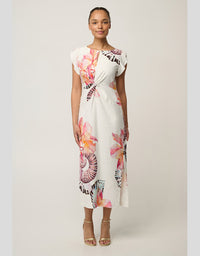 Geneva Twist Midi Dress Nautilus Bloom