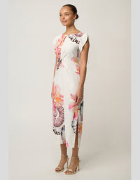 Geneva Twist Midi Dress Nautilus Bloom