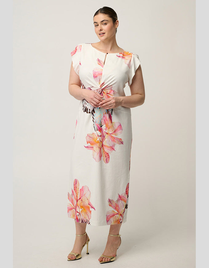 Geneva Twist Midi Dress Nautilus Bloom