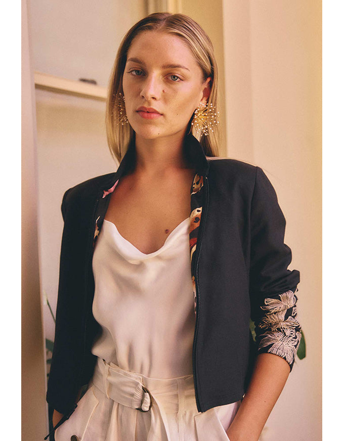 Delray Reversible Embroidered Jacket - Sunset Orchid