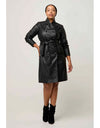 Leighton Leather Double Breasted Coat Onyx