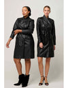 Leighton Leather Double Breasted Coat Onyx