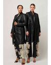 Leighton Leather Double Breasted Coat Onyx
