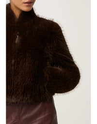 Dawn Faux Fur Cropped Jacket Walnut
