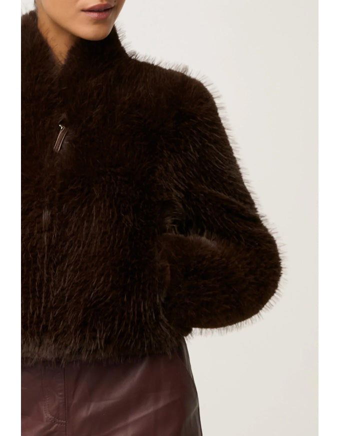 Dawn Faux Fur Cropped Jacket Walnut