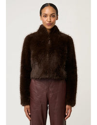 Dawn Faux Fur Cropped Jacket Walnut