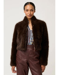 Dawn Faux Fur Cropped Jacket Walnut