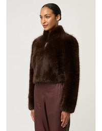 Dawn Faux Fur Cropped Jacket Walnut