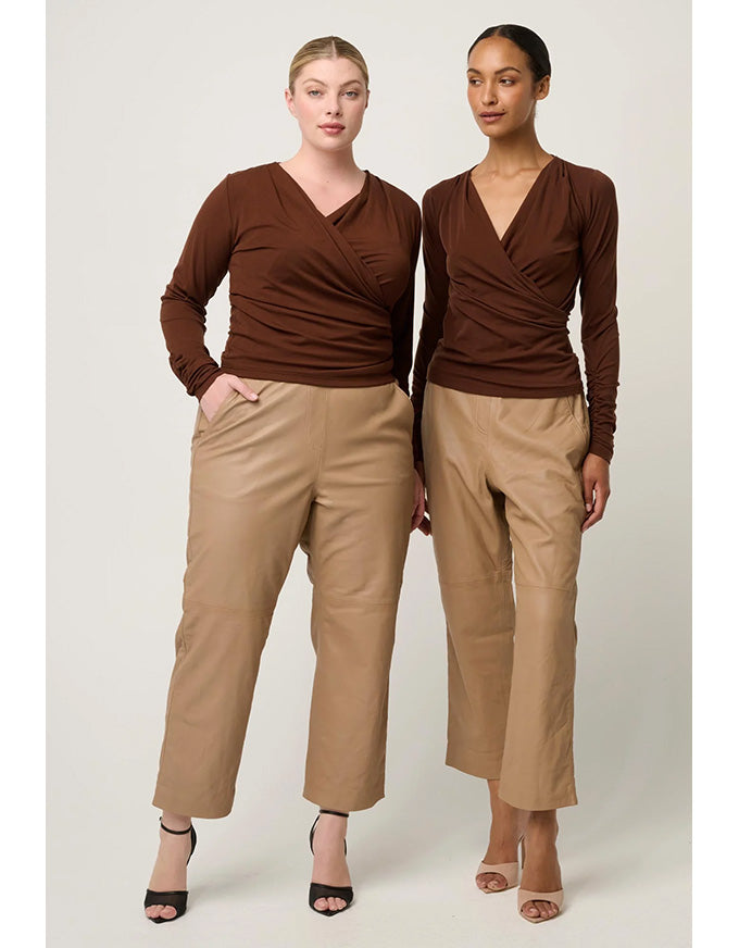 Aster Lyocell Stretch Wrap Top Mocha