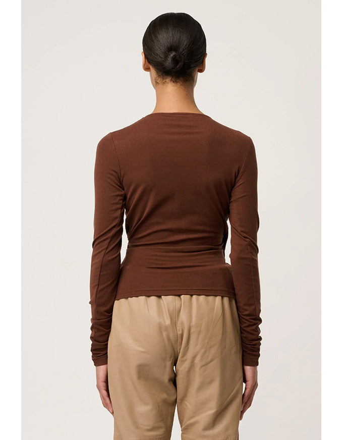 Aster Lyocell Stretch Wrap Top Mocha