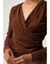 Aster Lyocell Stretch Wrap Top Mocha