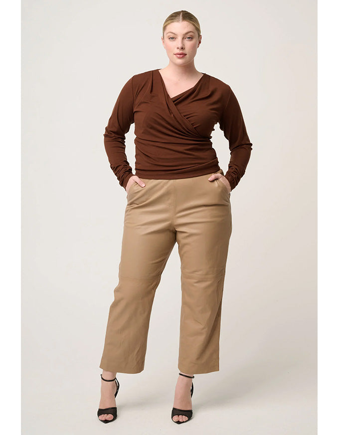 Aster Lyocell Stretch Wrap Top Mocha
