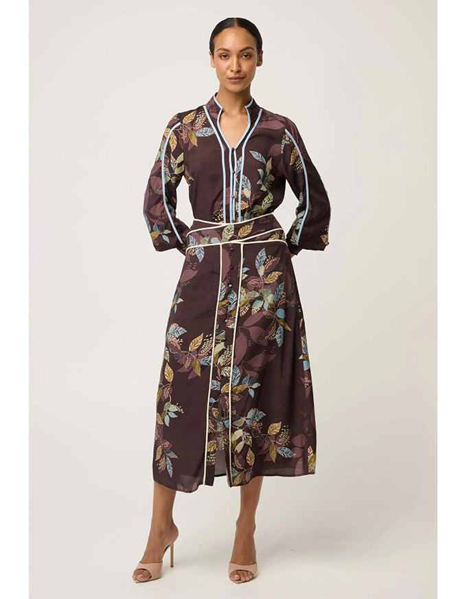Harper Faille Criss Cross Waist Panel Skirt Ember Vines