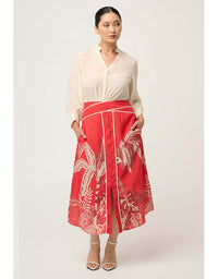 Chloe Silk Criss Cross Cuffed Shirt Cloud