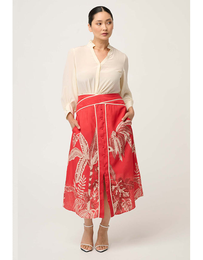 Chloe Silk Criss Cross Cuffed Shirt Cloud
