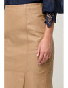Mabel Leather Curved Tier Skirt Wheat