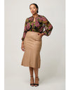 Mabel Leather Curved Tier Skirt Wheat
