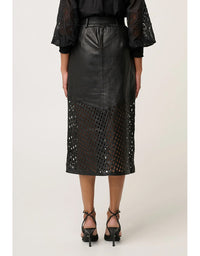 Hypnotic Leather Custom Laser Midi Skirt Black Lattice